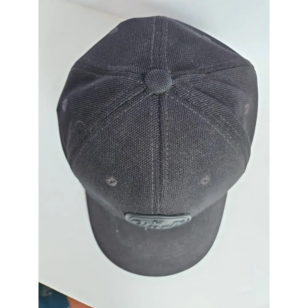 Cinch Flexfit Hat Black S/M Rubber Logo Patch Stretch Fit Western Rodeo Cap